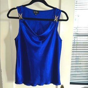 COPY - Nicole Miller Blue Sleeveless Top with gold strap detail , size XS